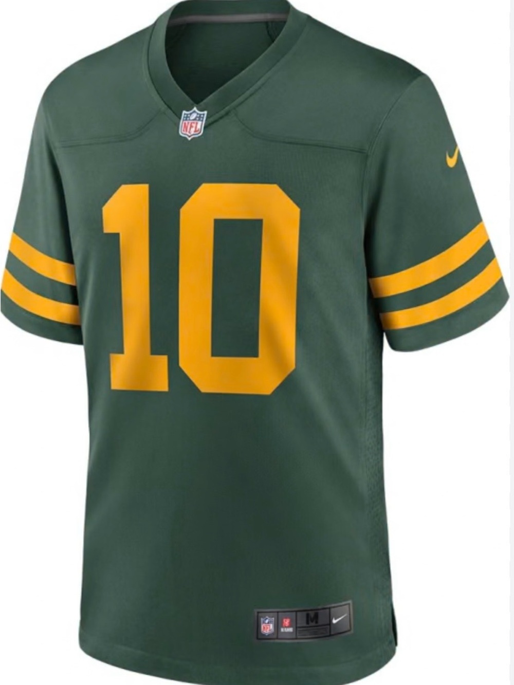 Nike Green and Gold #10 Men's Football Jersey